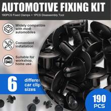 190pcs Car Retainer Clips, 6 Size Plastic Fasteners Kit With Remover Tool, Universal Auto Trim Panel Clip Bumper Push Rivet Clips, Black - A - View 5