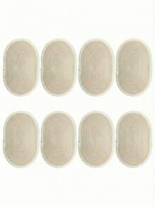 1/2/4/6/8pcs Minimalist Ombre Beige Oval Polyester Placemats