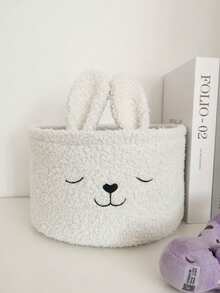 咖啡棕色布艺兔子收纳篮 | 咖啡棕色布艺卡通毛绒兔子收纳篮，刺绣设计，非常适合收纳零食、玩具和化妆品，是卧室、书桌和汽车内饰收纳的理想之选。 - 彩色 - 查看 4