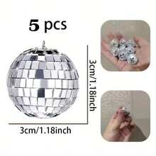 1/5/10pcs Disco Ball Decorations, Mini Silver Disco Ball Pendant, Reflective Mirror Ball Cake Decor, 70s Disco Party Supplies, Holiday Decorations Suitable For Valentine's Day, New Year, Easter Party, Mother's Day - Multicolor - View 13