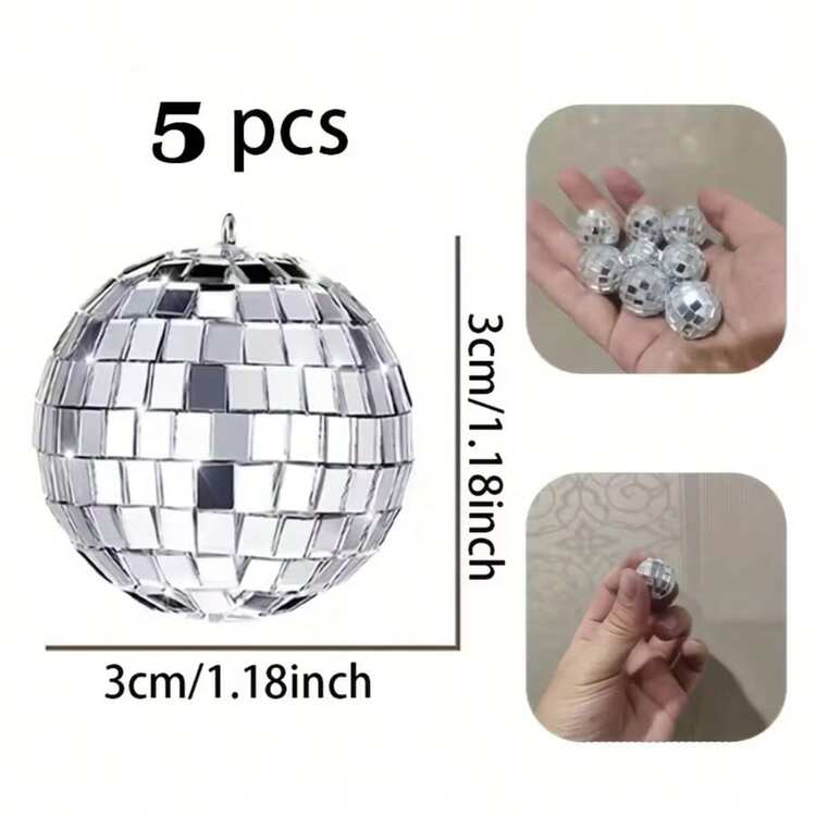 1/5/10个装迪斯科球装饰品，迷你银色迪斯科球吊坠，反光镜面球蛋糕装饰，70年代迪斯科派对用品，节日装饰，适用于情人节、新年、复活节派对、母亲节 - 彩色 - 查看 13