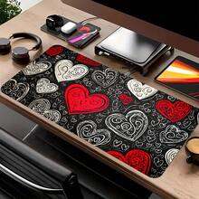 Large Heart-Shaped Mouse Pad & Desk Mat, With Non-Slip Rubber Base, Red & Heart-Shaped Design, Swirl Pattern - Soft Fabric Surface, Smooth Gliding, Suitable For Gaming & Office, Durable Desk Mat, Suitable For PC, Laptop, Computer Accessories (Valentine's Day Gift Idea) - Nhiều màu - Xem 4