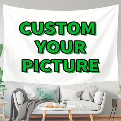 1 pieza Tapiz de pared personalizado con foto - Decoración personalizada para dormitorio, incluye accesorios de instalación gratuitos, tela 100% poliéster, tela de fondo horizontal para el hogar, adecuada para decoración y accesorios de sala de estar y dormitorio