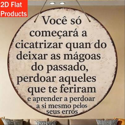 2D平面木质装饰牌匾，1件装 - 葡萄牙语和西班牙语复古语录 - 包含葡萄牙谚语“带着钱来吧”和西班牙语谚语，可壁挂/办公室/咖啡馆/酒吧装饰