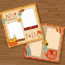 Whaline 24Pcs Fall Thanksgiving Pattern Paper 30x30cm Colorful Fall Leaves Pumpkin Plaid Double-Sided Scrapbook Specialty Paper Folded Flat For DIY Card Making Photo Album Junk Journal Decor - White - View 6