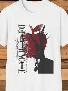 Death T-Shirt Anime Shirt Manga Graphic Tee Shinigami Apple Tee Unisex Cartoon Shirt Japanese Anime Gift Anime Love (1) - 白色 - 查看 1