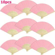 1/5/10/20/30/40支粉色纸折扇，竹制手持扇，新娘伴娘竹纸扇，单身派对装饰，拍照道具，DIY便携式竹纸扇，生日派对装饰，适用于订婚、毕业、婚礼派对装饰，家居卧室餐桌装饰，派对表演拍照道具，家居客厅办公室装饰 - 粉色 - 查看 18