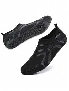 男女通用赤脚舒适水鞋，软底沙滩/游泳/潜水/钓鱼鞋，速干、轻便、透气，夏季凉鞋 - 黑色 - 查看 5