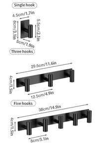 1个浴室毛巾架，T型粘性墙钩，适用于毛巾和浴袍——强力吸附，易于安装在厨房、淋浴房、衣柜、洗衣区的瓷砖、玻璃或木质表面上；节省空间的浴室收纳架，快速拆卸，经久耐用，是小型公寓、酒店、宿舍和玄关的理想之选；春季焕新家居收纳方案 - 彩色 - 查看 2