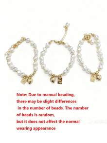 1 件独特设计幸运心巴洛克珍珠女士手链，高端珠宝配饰