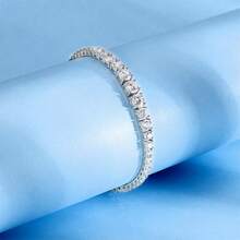 MDFUN Cubic Zirconia Tennis Bracelet For Women Men 18K White Gold Plated | Graduated CZ Bracelet - White - View 3