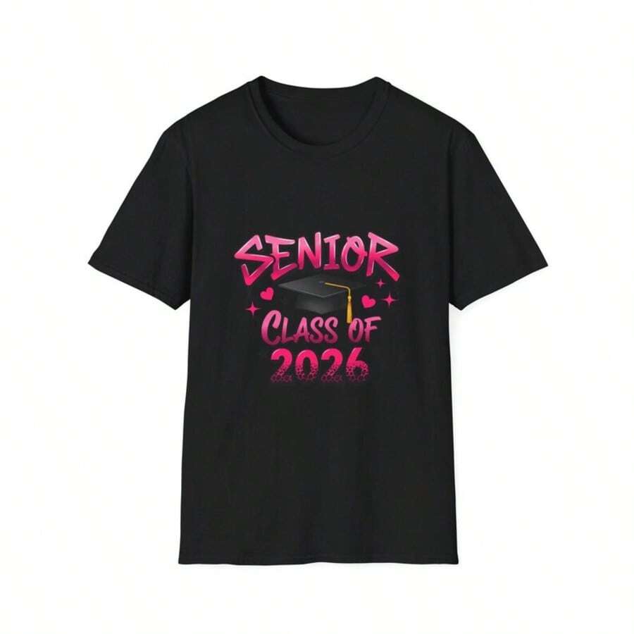 Class Of 2026 Graduation T-Shirt_ Unisex Softstyle Cotton Tee - Black - View 1