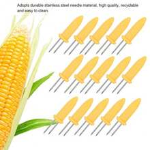 CYPNSoporte para Tenedores de maíz Pinchos para Barbacoa 20 Piezas pequeños y Dobles Tenedores de Frutas para Cocina Picnic Camping Barbacoa maíz Dulce y FrutaFashion - 219617746 - Ver 4