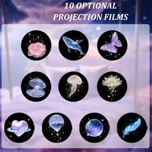 1套 USB LED 投影燈，LED 夢幻投影燈，附玫瑰、鯨魚、蝴蝶、雲朵、心形、行星、羽毛圖案 - 可調節支架，塑料材質，USB 供電，適用於牆壁/天花板裝飾、床頭夜燈、生日禮物 - 黑色 - 查看 7