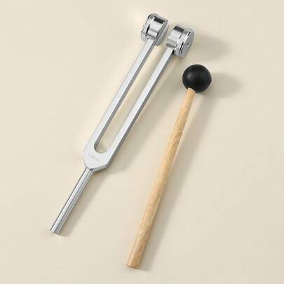 1pc 128Hz, 136.1Hz, 256Hz Tuning Forks With Rubber Mallet And Carrying Pouch