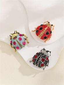 1 chiếc ghim cài áo hình bọ rùa bảy sao đính đá pha lê sang trọng, phụ kiện trang trí cho áo vest, áo khoác, khăn quàng cổ của nữ. - bọ rùa - Xem 1