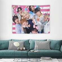 STRAY Members Magazine Pink America Flag , Skz KIDS-S Kpop Tapestry, Stray Tour 2025 Merch,Gift Ideas STAYS, Birthday Gift & Concert Merch ,Wall Hanging Aesthetic College Decor - White - View 3