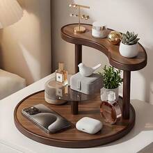 3-Tier Rotating Tabletop Display Rack, Wood Grain Bathroom Vanity Organizer, Makeup Storage Rack, Multi-Purpose Round Shelf, Suitable For Skincare, Perfume, Lipstick And Cosmetics - Space-Saving Countertop Organizer - Multicolor - View 2