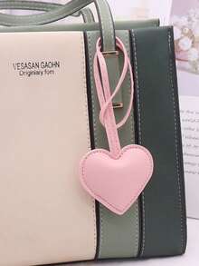 1pc Customized Engraved Logo Leather Heart-Shaped Strap, Minimalist Bag Charm, Car Keychain, Apparel Accessory, Couple Backpack Pendant - Multicolor - View 12