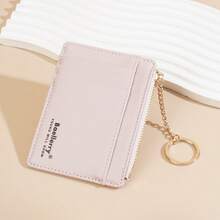 Baellerry 1 chiếc ví đựng thẻ siêu mỏng nhiều ngăn đựng thẻ + túi đựng tiền xu có khóa kéo kèm móc khóa, ví đựng tiền xu di động cho nữ, ví mini, ví nhỏ, ví có móc khóa, ví đựng chìa khóa dễ thương, phong cách Fairycore - Hồng - Xem 8