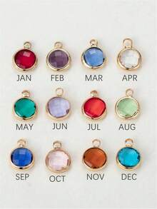 1pc Personalized Date Disc Necklace With Birthstone, Custom Text Birthstone Pendant Necklace Gift For Her, Engraved Coin Necklace, Anniversary Gift, Valentine's Day Gift, Graduation Gift, Christmas Gift, Birthday Gift - Multicolor - View 6