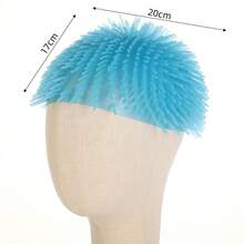 1pc Fluorescent Long Plush Silicone Cap, TPR Glow-In-The-Dark Spiked Head Cover, Bar Atmosphere Gag Stress Relief Toy Hat - Multicolor - View 6