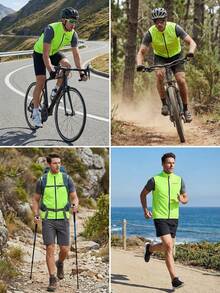 Men's Cycling Vest - Lightweight Full Zip Sleeveless Sports Jacket With Pockets, Suitable For Cycling And Running - Yellow - View 4