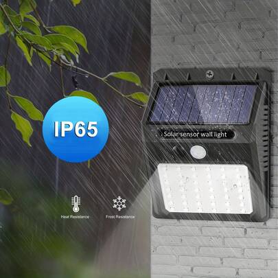 42 LED Cold White Solar Wall Light, 150° Wide Angle, 3-Level Dimming + Motion Sensor, IP65 Waterproof, Long-Lasting Battery, Auto On At Dusk/Dawn, No Wiring Needed, Suitable For Balcony/Garden/Pathway/Garage/Porch/Corridor Lighting