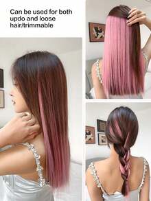 Mehrfarbige Dip-Dye Clip-In Haarverlängerungen, einteiliges gerades Dip-Dye Haarverlängerungen, Ohrclip-Stil Haarverlängerungen für Frauen - Verschiedenfarbig - Übersicht 6