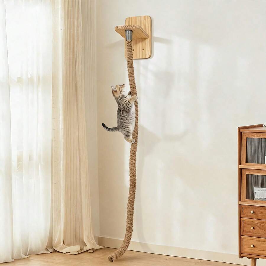 Cat Climbing Rope Made Of Hemp, Wall-Mounted Cat Scratching And Climbing Toy Rope, Suitable For Indoor Use