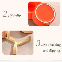 Ceramic Dog/Cat Bowl With Wooden Stand, Non-Slip Heavy Duty Pet Food & Water Bowl Set For Cats And Small Dogs - 550-980ml - View 6