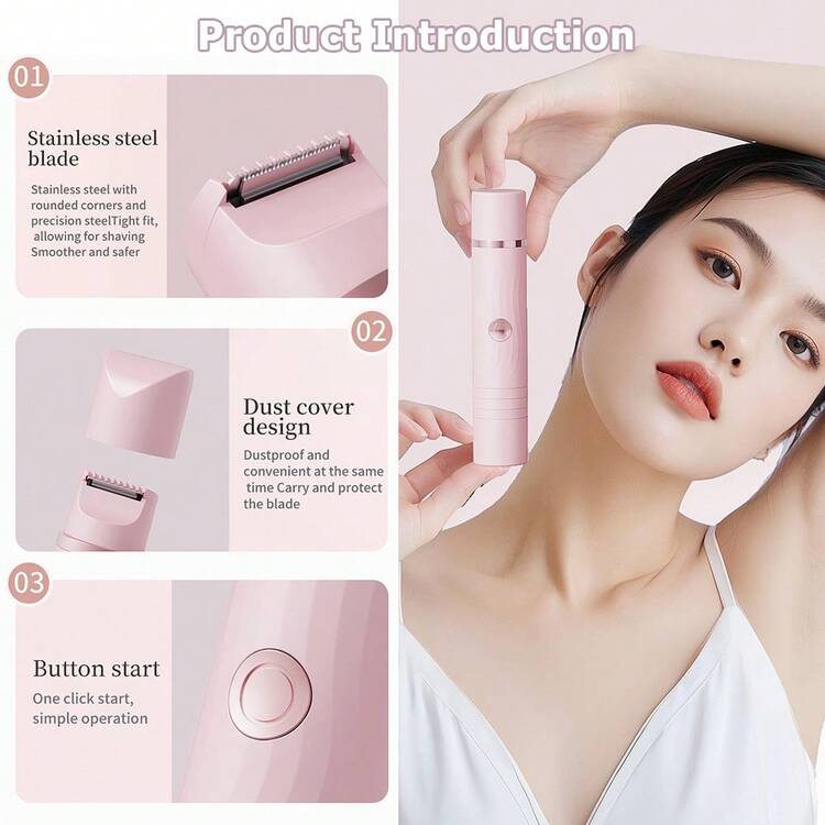 FollowBreak 2-In-1 Electric Female Trimmer, USB Rechargeable Women's Electric Shaver, Portable Dual-Head Electric Razor For Full Body Grooming - Bikini/Underarm/Lip/Nose Hair Trimmer, Wet & Dry Personal Hair Removal Tool, Essential For Beauty And Personal Care - Multicolor - View 2
