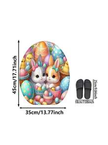 1pc/3pcs Spring Easter Colorful Eggs & Cartoon Rabbit Pattern Bathroom Mat, Machine Washable 1200g/㎡ Polyester Fiber Decorative Floor Mat, 10mm Thick, TPR Non-Slip Bottom, Soft & Absorbent, Foldable & Easy Care, Suitable For Bathroom, Shower, Toilet, Living Room, Entryway, Easter Home Decor, Multi-Scene Use, Easter Gift