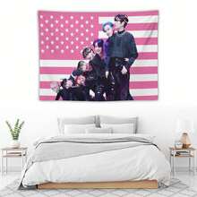 STRAY Members Magazine Pink America Flag , Skz KIDS-S Kpop Tapestry, Stray Tour 2025 Merch,Gift Ideas STAYS, Birthday Gift & Concert Merch ,Wall Hanging Aesthetic College Decor - White - View 5