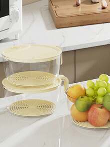 1pc Vegetable Washing Basket With Handle, Household Drain Basket, Rice Washing Bowl - Multicolor - View 2