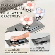 Toilet Bolt Caps Dolphin Decorative Toilet Bolt Covers Flower Shaped Toilet Button Toilet Flusher Top Push Button Women Long Nail Toilet Accessory Blue Dolphin*2+Blue Flower*2 - Blue Dolphin*2+Blue Flower*2 - View 6