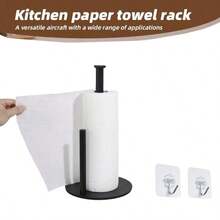 1pc Stainless Steel Gold/Black Desktop Tissue Paper Holder, Kitchen Roll Paper Towel Rack, Cling Film Storage Rack, No Drilling Required, Freestanding Vertical Paper Towel Dispenser - Multicolor - View 10