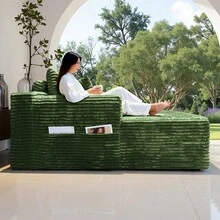 47'' Boneless Cloud Sofa Bed – Deep Seat Cushion No Assembly Required, Modern Fluffy Loveseat Couch For Living Room & Bedroom,For Small Spaces, Apartment, Movie Night - 綠色 - 查看 2