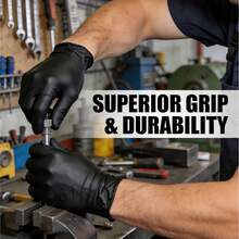100 PCS, Free Shipping, Black/Blue Nitrile Gloves, Durable And Waterproof, Ideal For Bathroom Cleaning, Tattooing, Outdoor Car Washing, Kitchen Cleanup, And Hair Salons. Non-Medical Hand Gloves - 黑色(L) - 查看 3