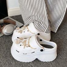 Summer New Sweet Pearl Chain Hollow Sandals, Super Thick Bottom Increase Height Women Beach Comfortable Casual Hollow Shoes - White - View 6