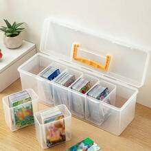 6pcs (1 Large Box + 5 Small Boxes) U-Shaped Card Organizer Boxes: 5 Compartments, White, PP Material, Suitable For Cards, Postcards, Etc. - Transparent Dust-Proof Lid Storage & Display Box, Desk Organizer, Suitable For School, Office Staff And Students, Great For Halloween And Christmas - Multicolor - View 8