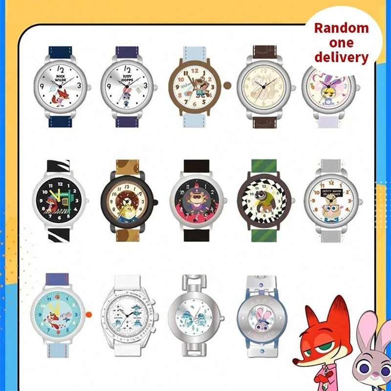 Miniso Zootopia Series Blind Box Watch, Cartoon Character Dial + Various Straps, Quartz Movement, Random Delivery, Suitable For Daily Wear/Collection, Cute Cartoon Watch(1 PC Random Delivery) - Multicolor - View 1