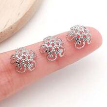 15个18K镀金花朵珠帽，精美镂空黄铜珠帽，适用于DIY工艺品，如耳环、手链、项链等珠宝工艺品。 - 彩色 - 查看 5