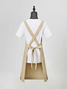 Cross-Back Style Kitchen Cooking Apron, Unisex, With Pockets, Wide Strap, Side Slits For Flexible Movement, Fashionable, Suitable For Baking, Painting, Gardening And Cleaning (Apricot)