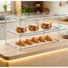 Double-Layer Flip-Top Acrylic Bread Display Cabinet, Commercial And Household Kitchen Reusable Square Pastry Cabinet.Lower Shelf Can Hold Donuts, Cupcakes, Bread, And Fruits.It Is Dust-Proof, Scratch-Resistant, Easy To Clean, And Can Be Used Countertop Storage. - 1 - 查看 2