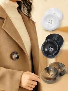 10颗/套。复古树脂纽扣，适用于外套、毛衣和西装外套 - 双面设计，混色工艺，缝纫配件。高端圆领风衣/夹克。四孔纽扣。仿水果纽扣。 - 彩色 - 查看 7