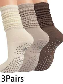 3双装女士瑜伽袜，带防滑设计，适合芭蕾、运动、医院等场合，弹力防滑袜 - 常規款 - 查看 7