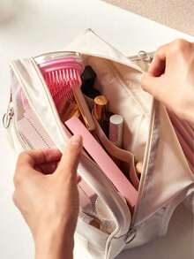 Waterproof Travel Large Capacity Storage Bag, Portable Business Trip Tote Bag For Men And Women With Hook, Toiletry And Cosmetic Bag,Mother's Day,Mom,Mother's Day Gift,Flower,Jewelry,Mother's Day Decorations,Mother's Day Party Supplies,Women,Pink,Gift Set - 白色 - 查看 3