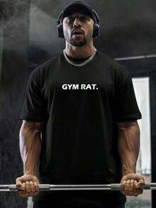 Oversized T-Shirt For Gym Streetwear, Trenbolone Print, GYM RAT, Premium Fabric, Comfort, Adam's Hand Design, High Quality, Workout, Running, Juice - 黑色 - 查看 3