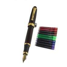 Gullor Jinhao 450 Normal Nib Fountain Pen Dark Red With 5 Color Ink Cartridges - 普通筆尖深紅色 - 查看 1